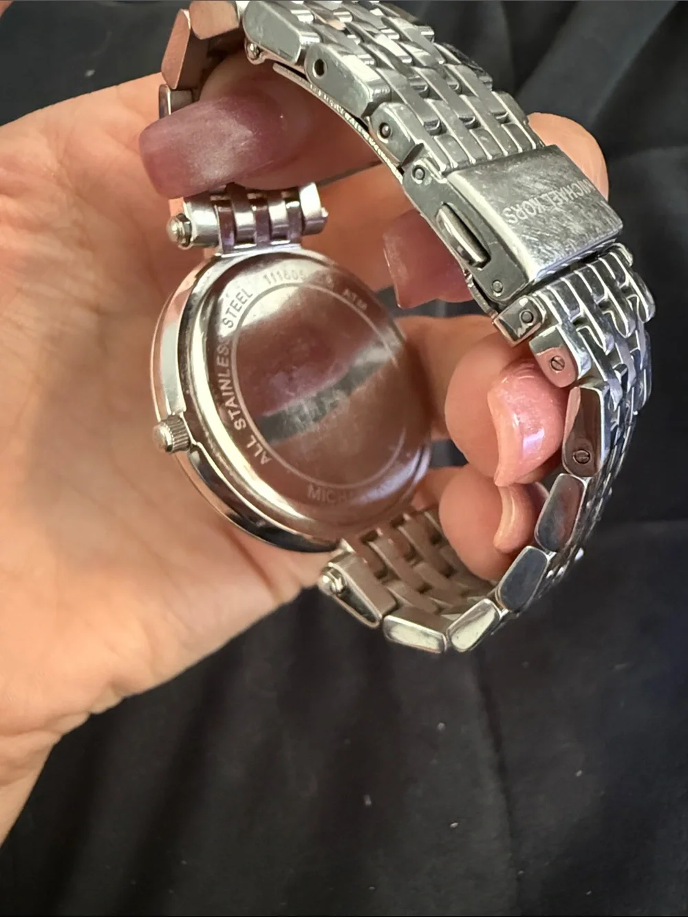 Michael Kors Silver Watch with Turquoise Dial and Crystal Bezel